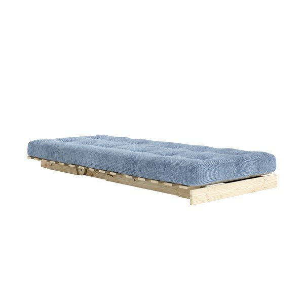 Poltrona stile futon azzurra allungabile con rivestimento in velluto a coste Roots – Karup-image-3
