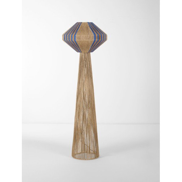 Lampada da terra blu/di colore naturale con rivestimento in corda (altezza totale 152 cm) Abby – Nova Luce-image-3