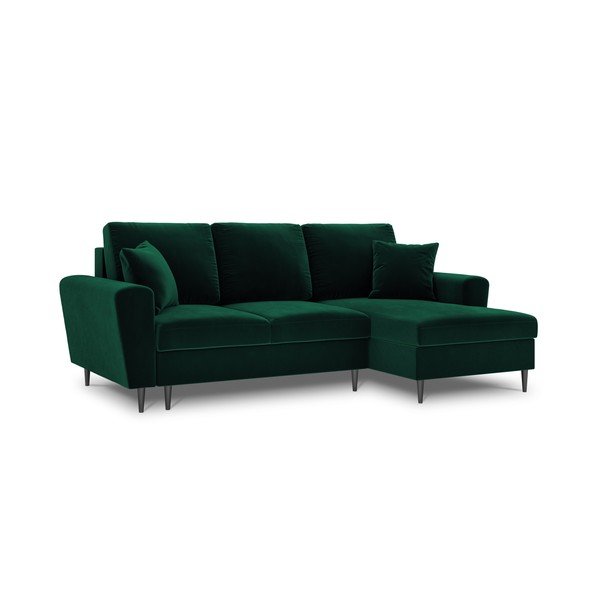 Divano angolare verde allungabile e con contenitore (con penisola a destra/con chaise lounge) con rivestimento in velluto Kyoto – Cosmopolitan Design-image-4