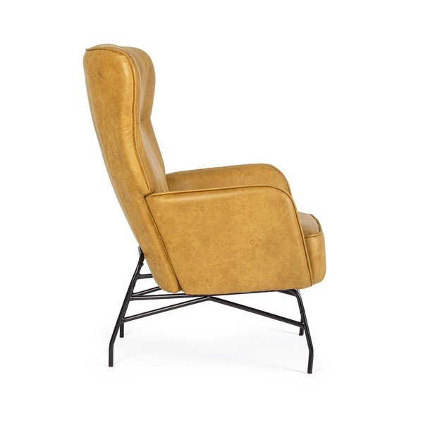 Poltrona color senape con rivestimento in finta pelle Nasira – Bizzotto-image-3