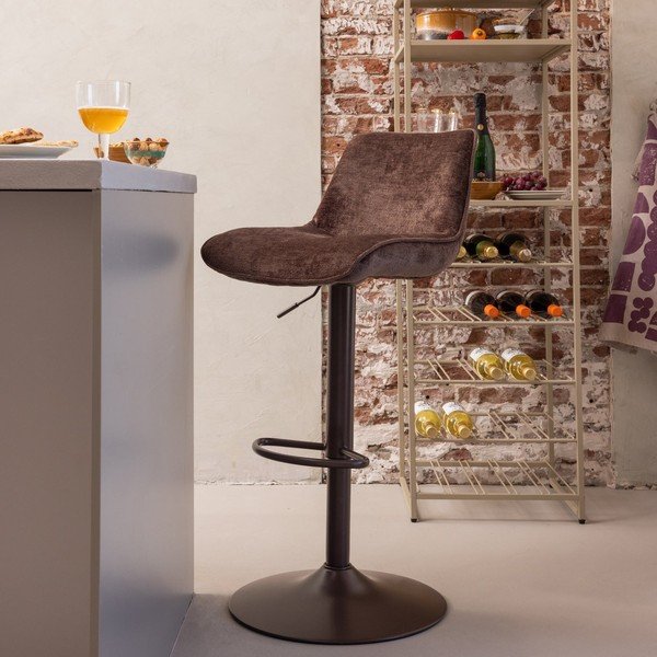 Sgabello da bar marrone scuro imbottito con altezza regolabile Marten – WOOOD-image-1