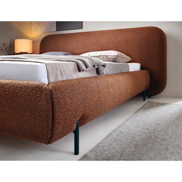 Letto matrimoniale imbottito color terracotta con contenitore e rete inclusi 160x200 cm Pointt – ELTAP-image-4