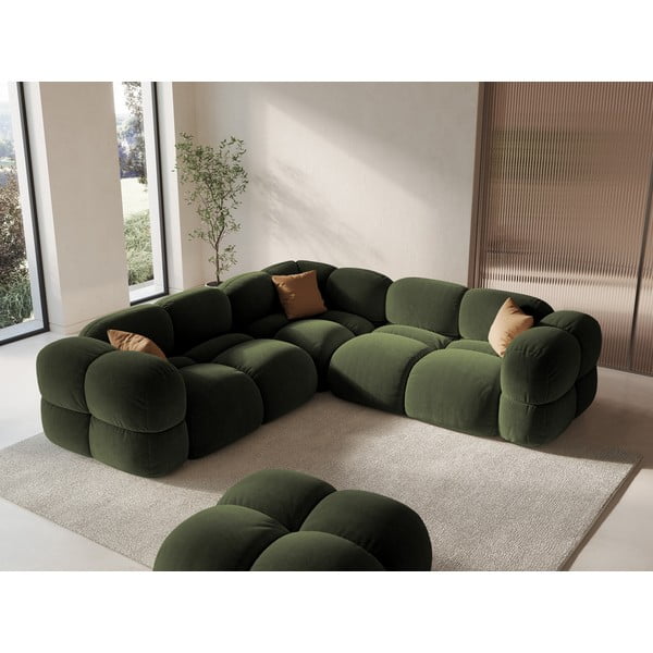 Divano angolare verde con rivestimento in velluto Loretto – Cosmopolitan Design-image-1
