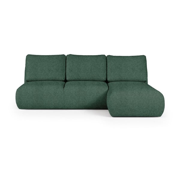 Divano angolare verde (con penisola a destra e chaise lounge) rivestito in bouclé Mirel – Rodier