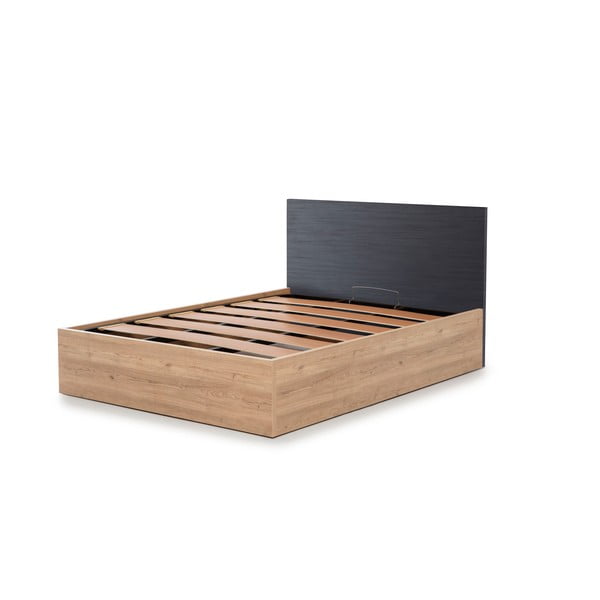 Letto matrimoniale grigio con contenitore e griglia 160x200 cm Kronos - Marckeric-image-3