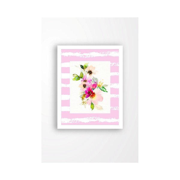 Quadro murale su tela con cornice bianca Giardino rosa, 29 x 24 cm - Tablo Center