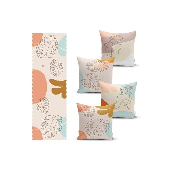 Set di 4 federe e runner da tavola in misto cotone - Minimalist Home World