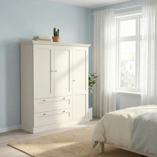 Armadietto beige opaco 122x130x35 cm Binz – Støraa-image-2