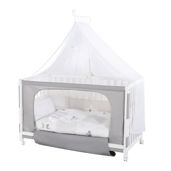 Lettino bianco/grigio con ruote 60x120 cm Fox & Bunny – Roba-image-4