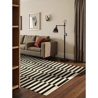 Tappeto bianco e nero in lana reversibile/tessuto a mano 200x300 cm Donna – Hanse Home