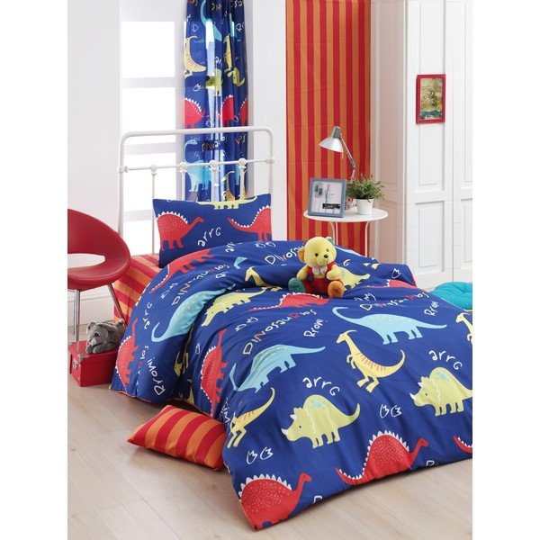 Set copripiumino e federa da bambini blu per letto singolo 140x200 cm Dinazorus – Mijolnir-image-1