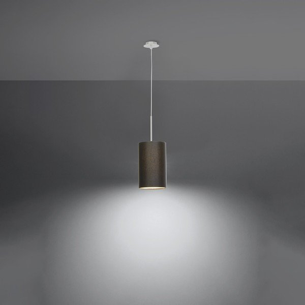 Lampada a sospensione nera con paralume in tessuto ø 15 cm Volta - Sollux-image-3