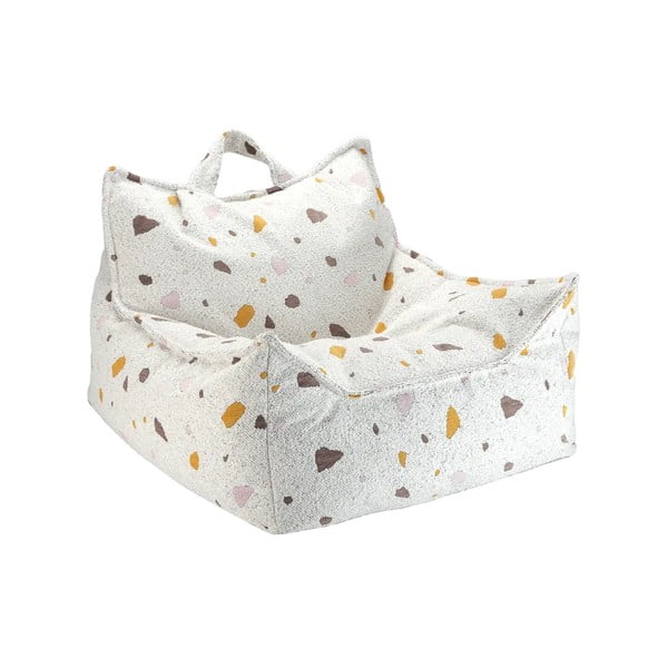 Pouf a sacco per bambini bianco con rivestimento in bouclé e ciniglia Terrazzo Chair – Wigiwama