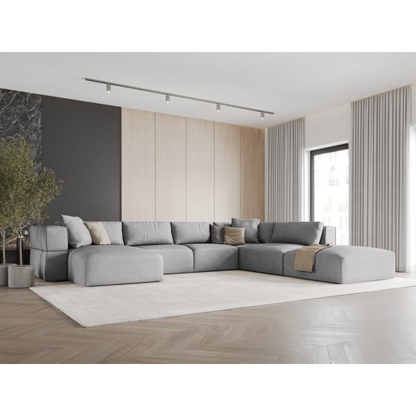 Divano a U angolare grigio chiaro, angolo destro Esther - Milo Casa-image-1