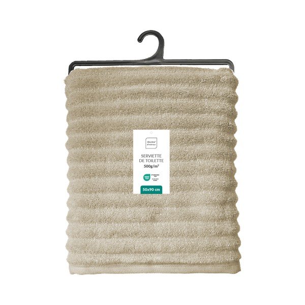 Asciugamano tipo terry beige in cotone 50x90 cm Maya – douceur d'intérieur-image-2