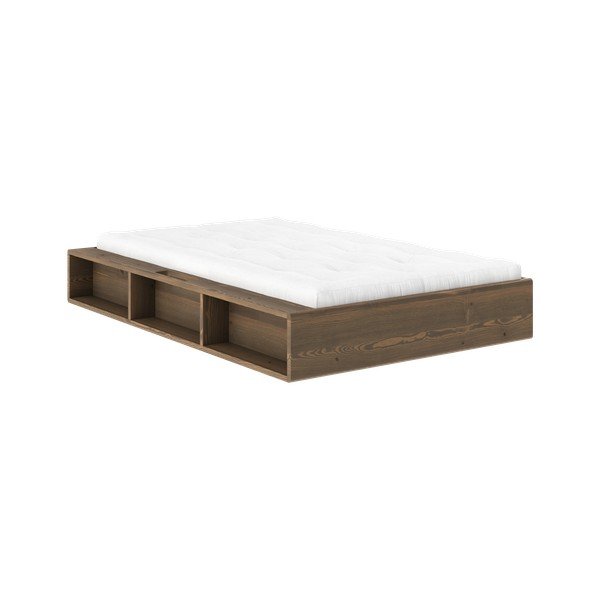Letto singolo colore naturale scuro in pino massiccio senza testiera con rete inclusa 120x200 cm Ziggy – Karup-image-1