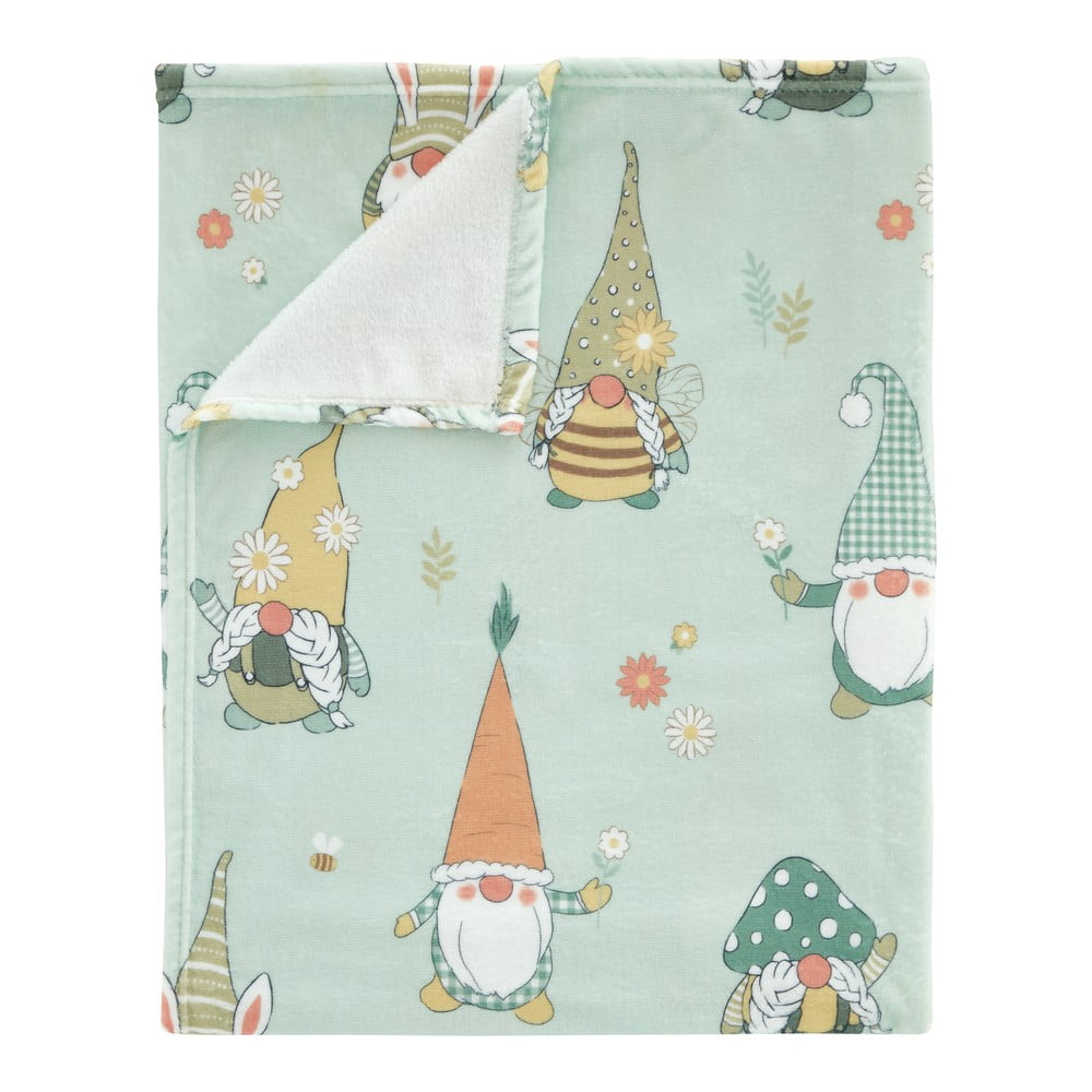 Coperta verde chiaro in micropile a tema pasquale 130x170 cm Spring Gonks – Catherine Lansfield | Coperte