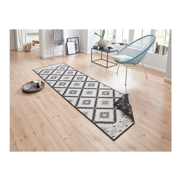 Tappeto da esterno nero e crema , 80 x 350 cm Malibu - NORTHRUGS-image-3