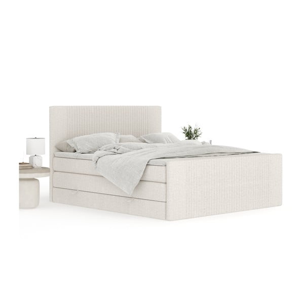 Letto boxspring beige con contenitore 200x200 cm Bergamo – Maison de Rêve-image-3