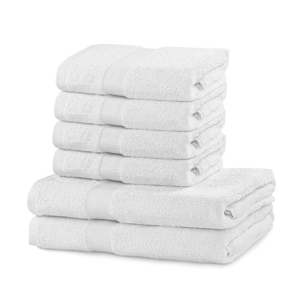 Set di 2 asciugamani in cotone bianco e 4 teli da bagno Marina - DecoKing