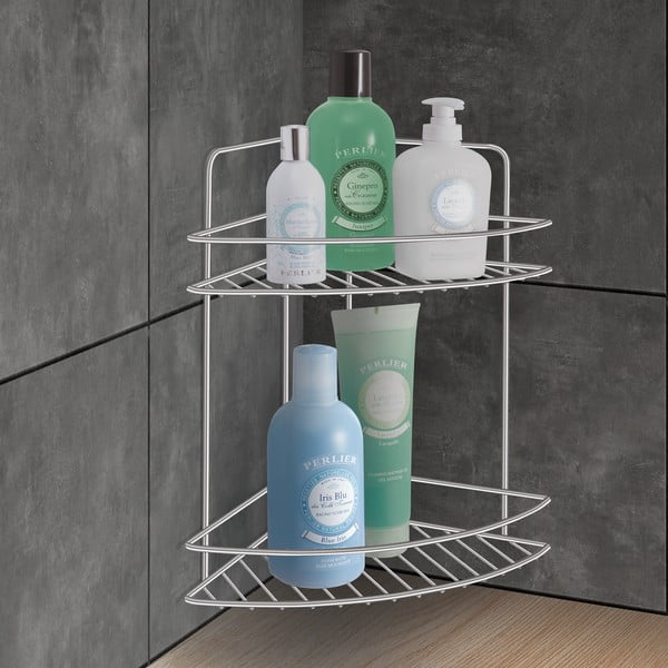 Mensola da bagno color argento lucido in acciaio Luxy – Metaltex-image-1