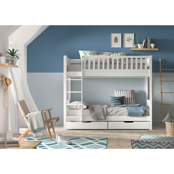 Letto a castello bianco per bambini 90x200 cm Scott - Vipack-image-4