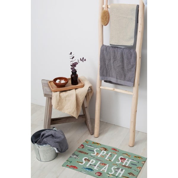 Tappeto da bagno verde in misto cotone, 40 x 60 cm Splish Splash - Really Nice Things-image-1