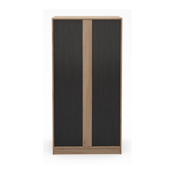 Armadio effetto rovere in nero-naturale 90x180x53 cm Dennis - Marckeric