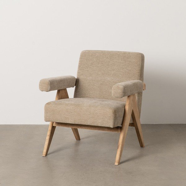 Poltrona beige con rivestimento in ciniglia Rest – Ixia-image-1