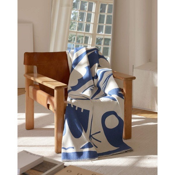 Coperta blu 165x200 cm Lino – noo.ma-image-1