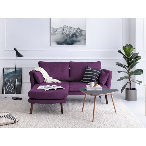 Divano a tre posti Elena, color porpora scuro, con lettino nell'angolo a sinistra - Mazzini Sofas-image-1