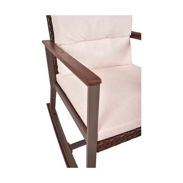 Sedia a dondolo in legno marrone scuro con tavolino Sinaloa - Garden Pleasure-image-2