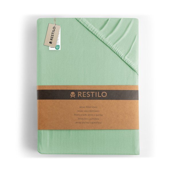 Lenzuolo con angoli verde chiaro in jersey 90x200 cm Amber – Restilo-image-4