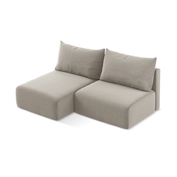 Divano angolare grigio tortora allungabile/con contenitore (con penisola a sinistra/con chaise lounge) con rivestimento in velluto Kalena – Makamii-image-3