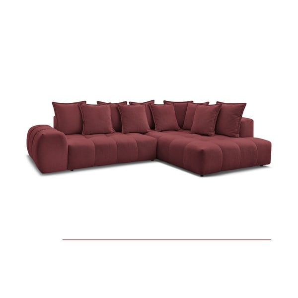 Divano angolare burgundy allungabile e con contenitore (penisola a destra/a L) con rivestimento in ciniglia Everest – Bobochic Paris-image-3