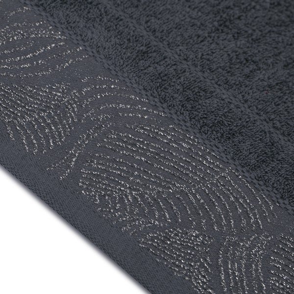 Set di asciugamani per viso e corpo tipo terry grigio scuro in cotone 3 pz Bellis – Restilo-image-2