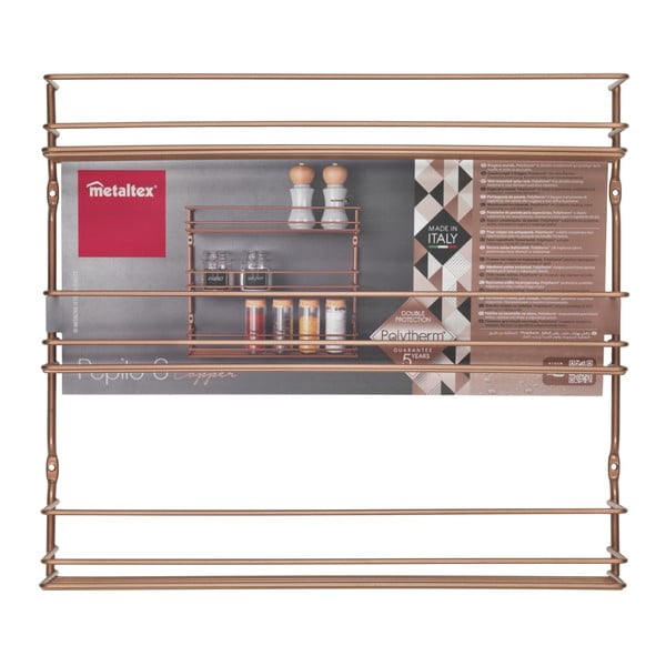 Portaspezie a parete con 3 ripiani in rame - Metaltex-image-2