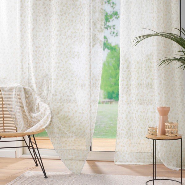 Tenda in voile beige 137x280 cm Farandole - douceur d'intérieur-image-3
