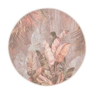 Tappeto rotondo in rosa chiaro lavabile ø 150 cm Dusty Leaves – Mila Home