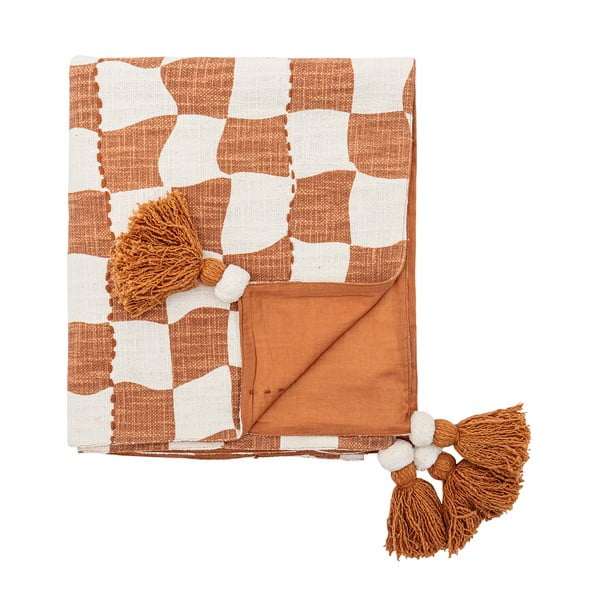 Coperta marrone e beige in cotone 130x150 cm Chola – Bloomingville-image-4