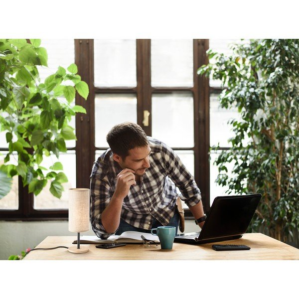 Lampada da tavolo nero/colore naturale con paralume in tessuto (altezza 30 cm) Kira - Fischer & Honsel-image-1