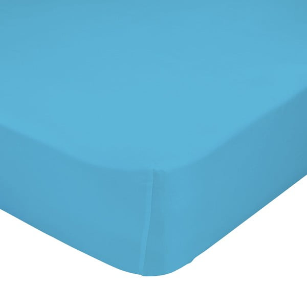 Lenzuolo elastico in puro cotone blu turchese, 90 x 200 cm Basic - Happy Friday