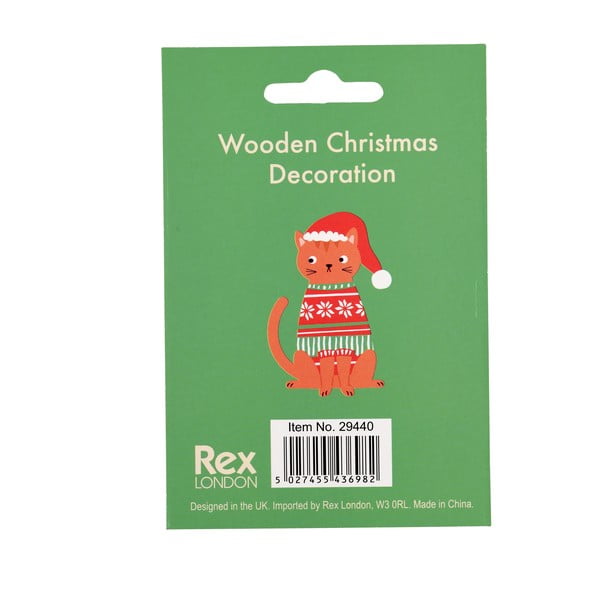 Decorazione per albero di natale in legno 5 cm Ginger Cat – Rex London-image-4