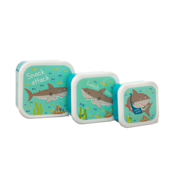 Set di 3 scatole per il pranzo blu Shelby the Shark - Sass & Belle