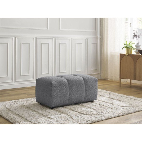 Poggiapiedi grigio con rivestimento in bouclé Roxelane – Bobochic Paris-image-1