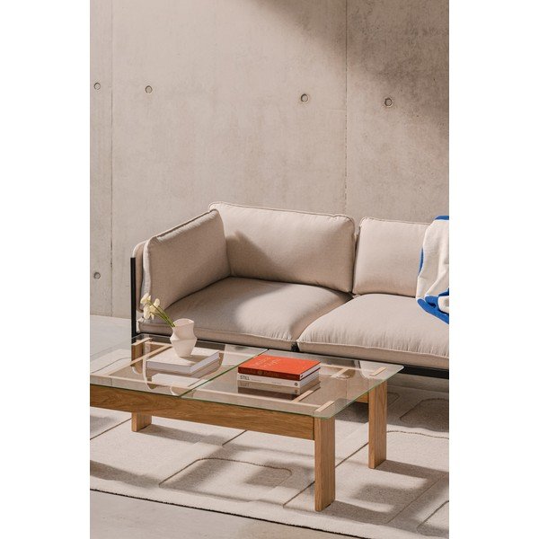 Tavolino da salotto di colore naturale con piano in vetro 86x132 cm Naiko – noo.ma-image-3