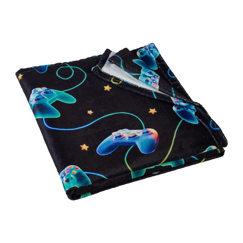 Coperta per bambini nera e blu in micropile 130x170 cm Gamer – Catherine Lansfield | Coperte per bambini