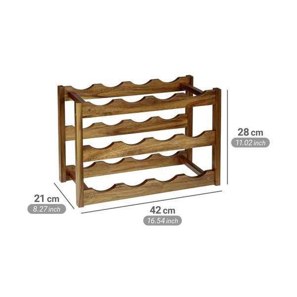 Portabottiglie di colore naturale in acacia massiccia numero di bottiglie 12 42x28x21 cm Fondi – Wenko-image-2