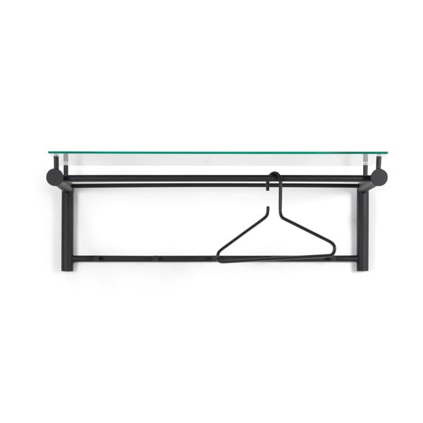 Appendiabiti da parete in metallo nero con ripiano Suza - Spinder Design-image-2