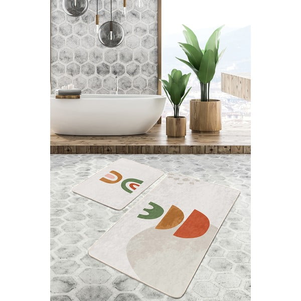 Tappeti da bagno beige in set da 2 100x60 cm - Minimalist Home World-image-1